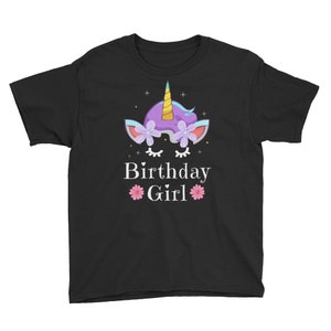 Unicorn Birthday Girl T-Shirt Unicorn Gift Birthday Youth Short Sleeve T-Shirt