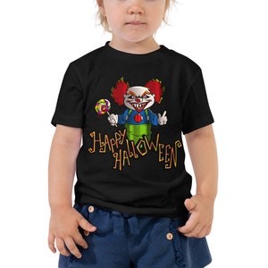 Happy Halloween śmieszne zła clown jedzenia lizak Candy Toddler Krótki rękaw tee