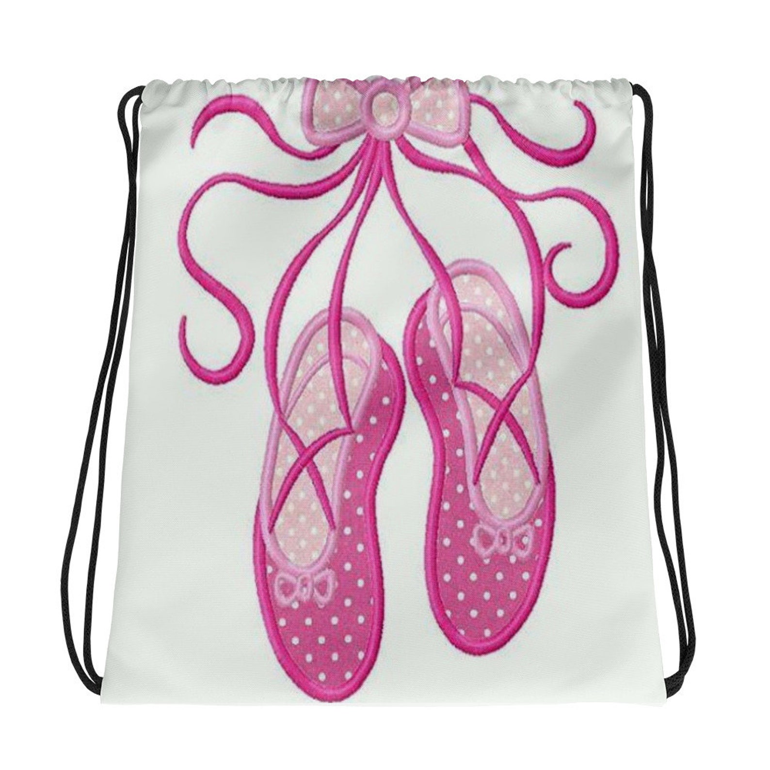 beautiful pink ballerina ballet shoes drawstring bag