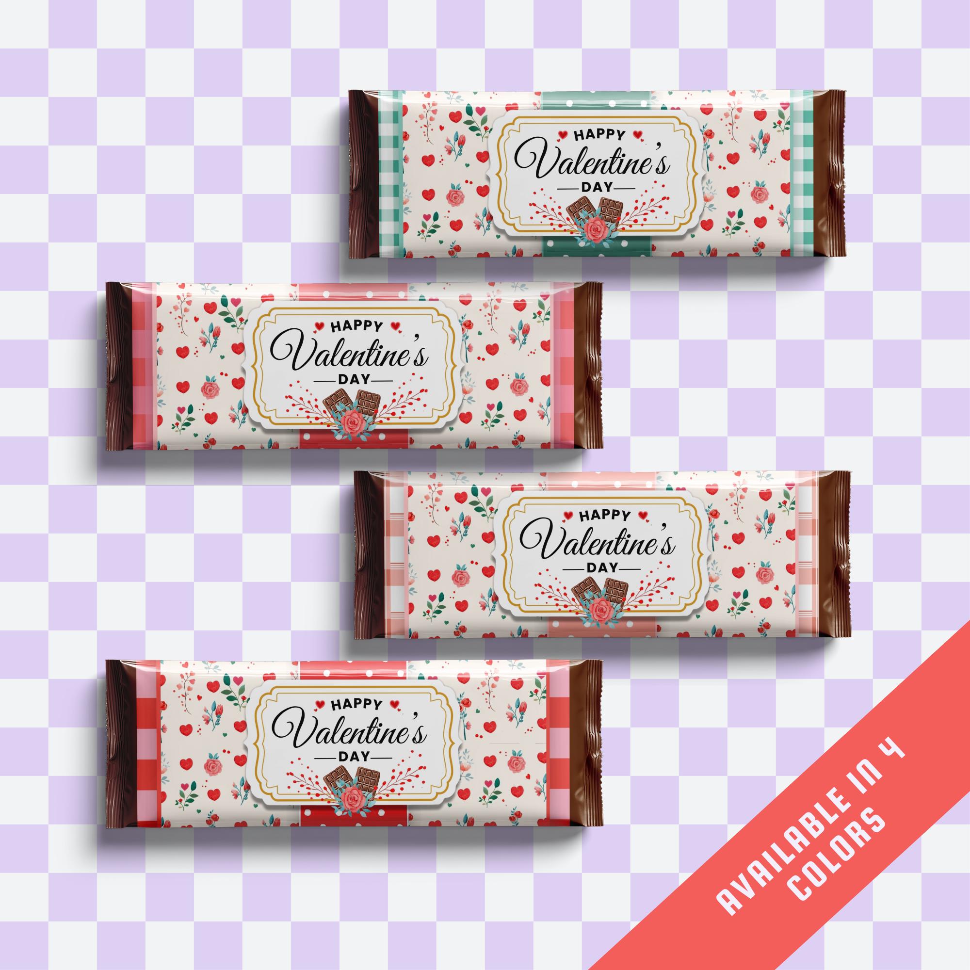 Valentine's Day Chocolate Bar Wrapper Templates Hershey 1.55 Oz