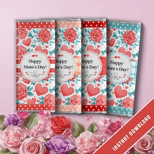 Floral Roses Mother&#39;s Day Chocolate Bar Wrapper (Digital Download)