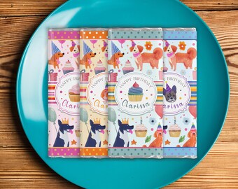 Wrapper chocoladereep verjaardag hond | Bewerkbaar bedankje (pdf)