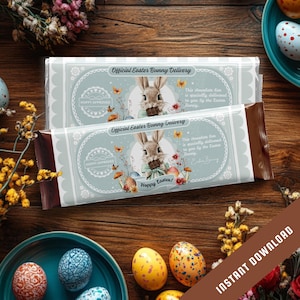 Official Easter Bunny Delivery Wrapper | Bunny & Egg Design, Printable Candy Cover, Easter Party Favour UK – Fits Hershey’s (1.55 oz/43 g)
