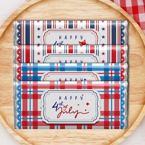 Printable 4th of July Chocolate Bar Wrappers – Red White & Blue Candy Label – Instant Download – Patriotic Party Favor