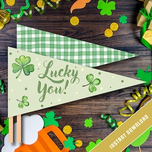 St. Patrick’s Day Printable Pennant Flags | DIY Party | Classroom Decor | St. Patrick’s Day Photo Prop | PRINTABLE St. Patrick Decorations
