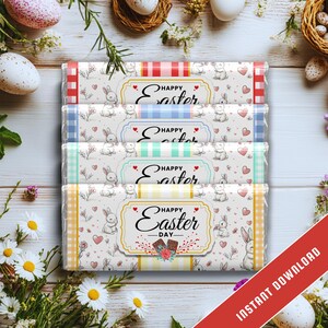 Easter Chocolate Bar Wrapper | Printable Easter Candy Wrap, DIY Easter Treat, Instant Download, cute bunnies – Fits Hershey 1.55 oz