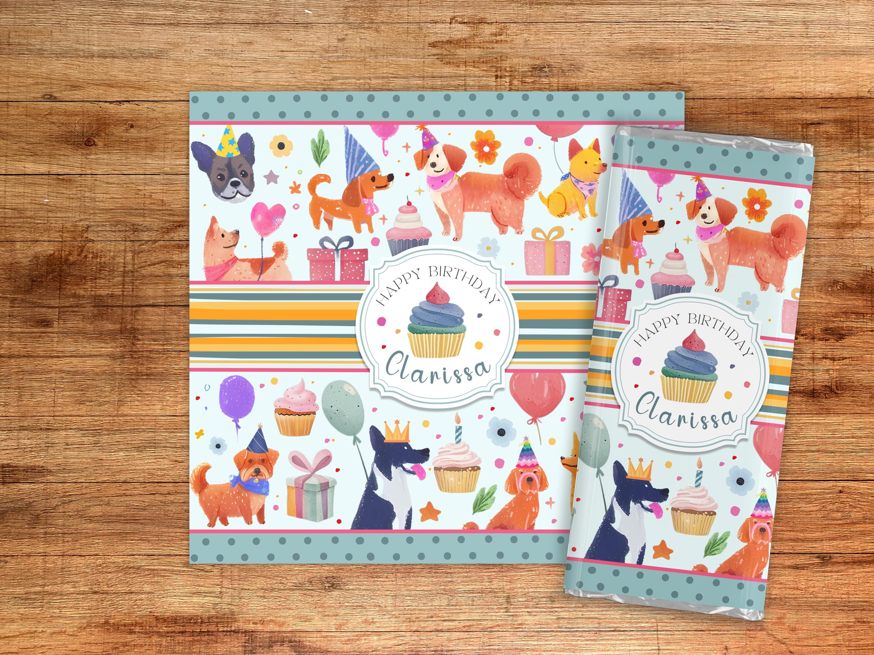 Dog Birthday Chocolate Bar Wrapper | Editable Party Favor (PDF) - Etsy