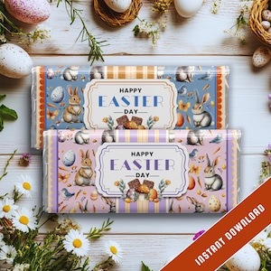 Vintage Easter Chocolate Bar Wrapper | Printable Easter Candy Wrap, DIY Easter Treat, Instant Download – Fits Hershey 1.55 oz