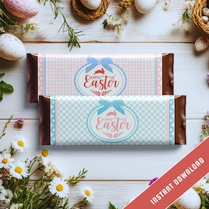 Happy Easter Chocolate Bar Wrapper | Printable Bunny Treat, DIY Easter Gift, Instant Download – Fits Hershey 1.55 oz