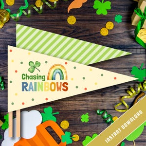 St. Patrick’s Day Printable Pennant Flags | DIY Party | Classroom Decor | St. Patrick’s Day Photo Prop | PRINTABLE St. Patrick Decorations