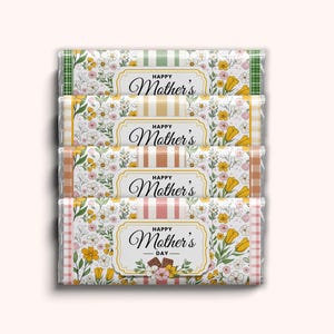Wrapper chocoladereep voor Moederdag: bloemen DIY-traktatie (directe download)