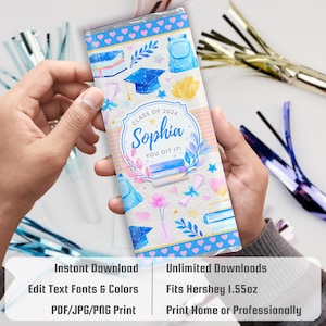 Graduation Chocolate Bar Wrapper | Editable Party Favor | Hershey’s Candy Bar | Instant Download | Class of 2025