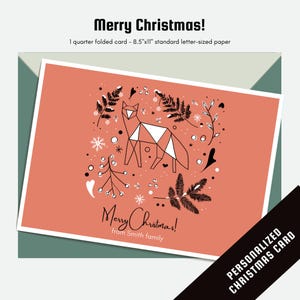 Biglietto di Natale volpe / Biglietto di Natale volpe personalizzato / Biglietto di Natale minimalista / Biglietto volpe nordico / Biglietto di Natale volpe / Biglietto volpe scandinavo
