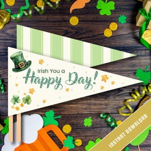 St. Patrick’s Day Printable Pennant Flags | DIY Party | Classroom Decor | St. Patrick’s Day Photo Prop | PRINTABLE St. Patrick Decorations