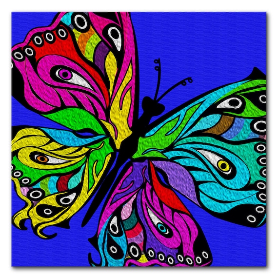 Pop Butterfly Single Square Canvas Wall Art Butterfly Wall Etsy