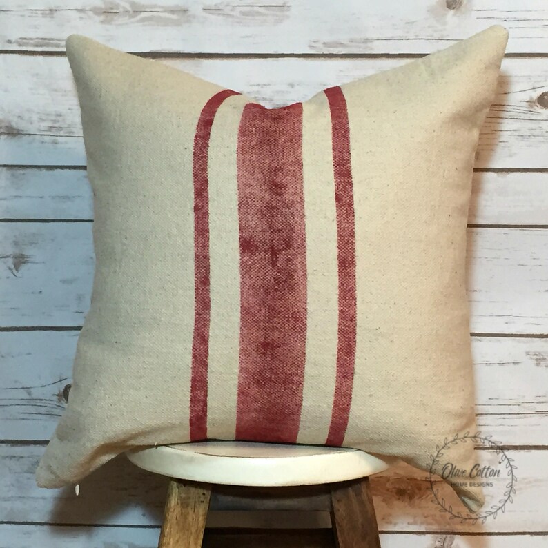 Farmhouse Stripe Faux Grain Sack Pillow COVER Farmhouse Etsy