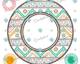 Boho Monogram Frame / Aztec Monogram - SVG, PNG, EPS - Monogram Decal - Commercial Use