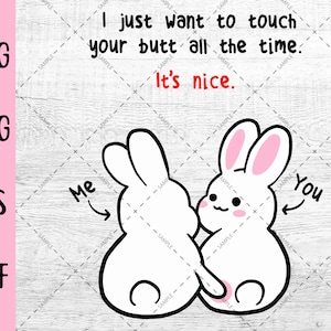 Touch Your Butt SVG Clipart Cut File, PNG Clip Art, Dia dos Namorados, Marido Esposa, Aniversário Engraçado, Estoque, Silhueta, Cricut, Vetor em Camadas