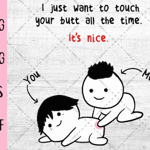 Berühren Sie Ihren Hintern SVG Clipart geschnitten Datei, PNG ClipArt, Valentinstag, Ehemann Frau, lustige Jahrestag, Stock, Silhouette, Cricut, geschichtete Vektor