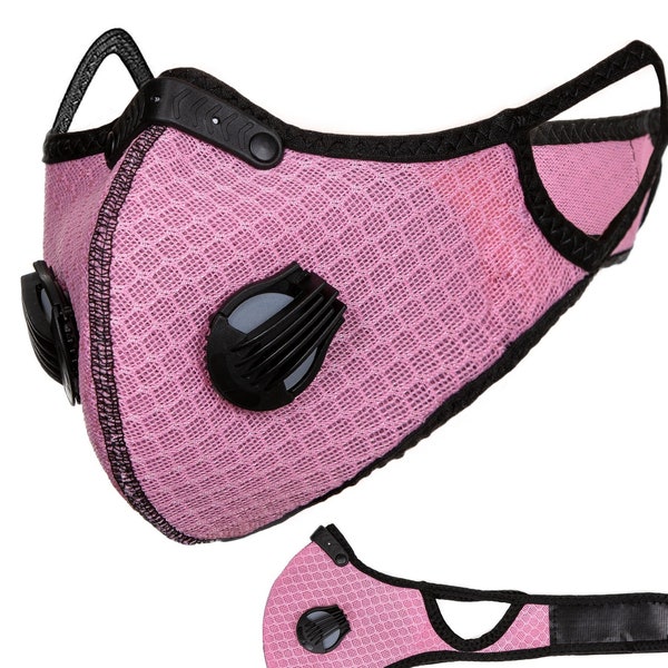Pink Sports Pollution Respirator Anti- Dust Mask +10 Replacement Carbon Activated Filters