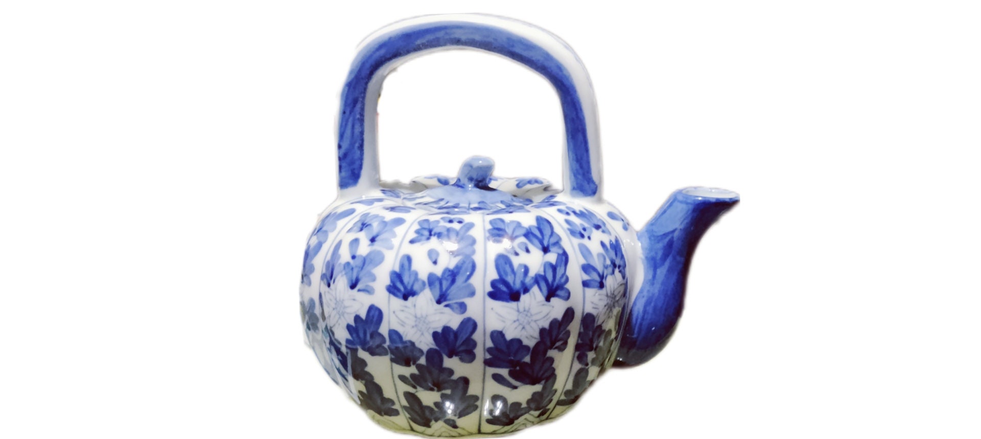 Porcelain Hand Painted Chinese Teapot Blue and White Etsy