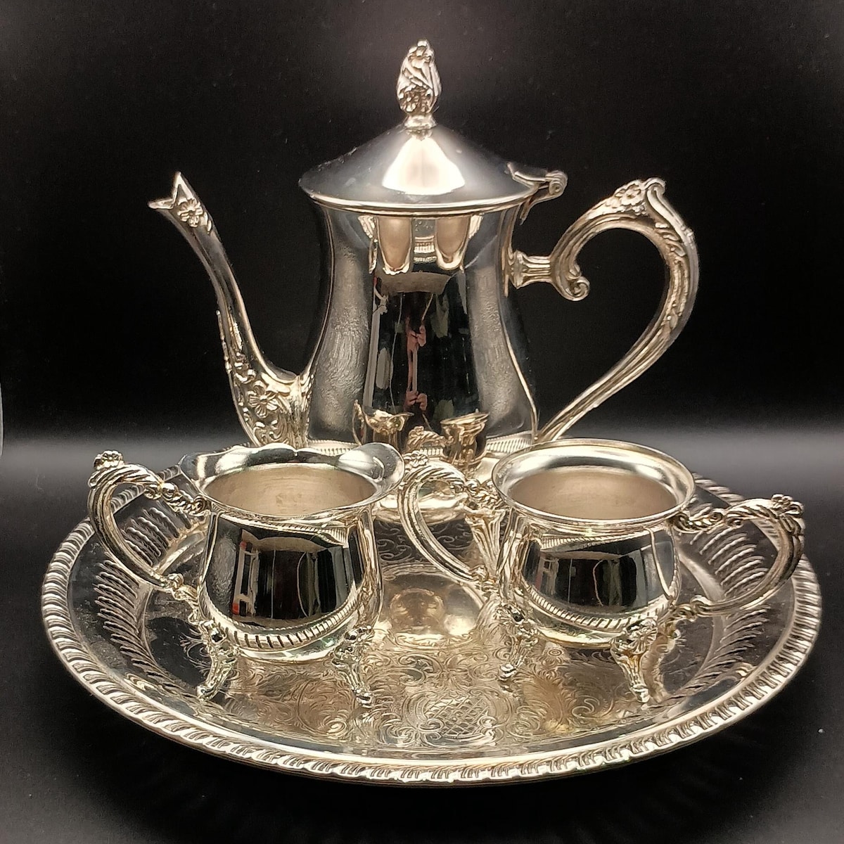 Vintage Silver Plated Tea Set by International Silver Co. With Sheffield Silver Plated Tray – 4 Piece Elegant Serving Set – Excellent Condit - Etsy