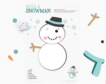 Roll a Snowman - Christmas Printable Game for Kids