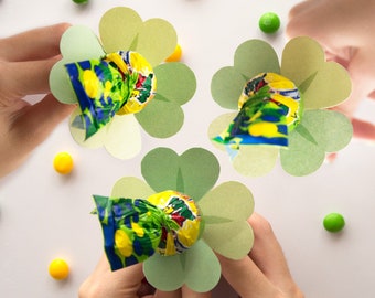 St. Patrick's Day Printable Shamrock -  Lucky Clover Lollipop Candy Holder