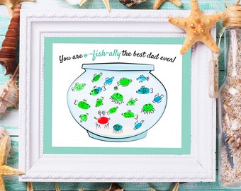 Printable Fathers Day Finger Paint Card - You are o-fish-ally the best dad Printable Activity for Kids - Fish Father's day Interactive Card