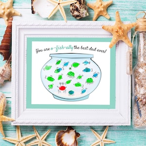 Printable Fathers Day Finger Paint Card - You are o-fish-ally the best dad Printable Activity for Kids - Fish Father's day Interactive Card