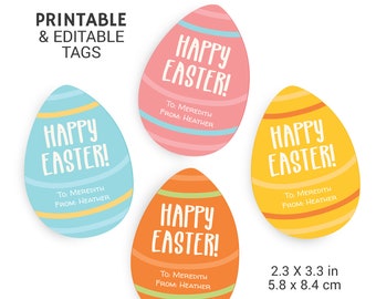 Easter Egg Printable Tags. Printable Easter Gift Tags for Egg Hunt or Easter Basket Gift. Instant Download