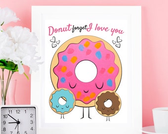 Father's Day Printable Finger Paint Art - Donut Printable Activity for Kids - Donut forget I love you Card for dad and graddad