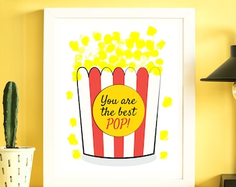 Father's Day Finger Paint Art - You're the best pop! Printable Activity for Kids - Popcorn Father's day Card from Kids