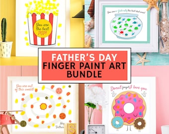 Father's Day Printable Activities for Kids - Father's Day Printable Finger Paint Art Bundle For Dad