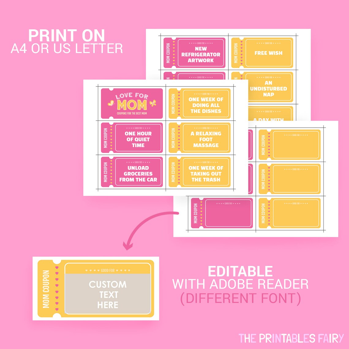 Printable Mom Coupons Mother's Day Coupon Book - Etsy Canada