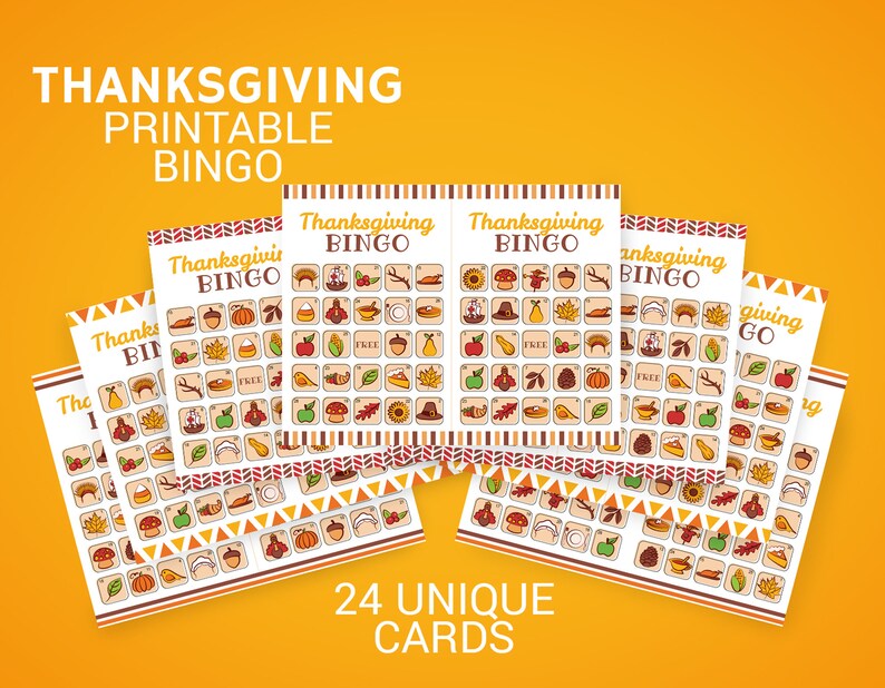 Thanksgiving Bingo Cards Printable Thanksgiving Bingo Game Etsy