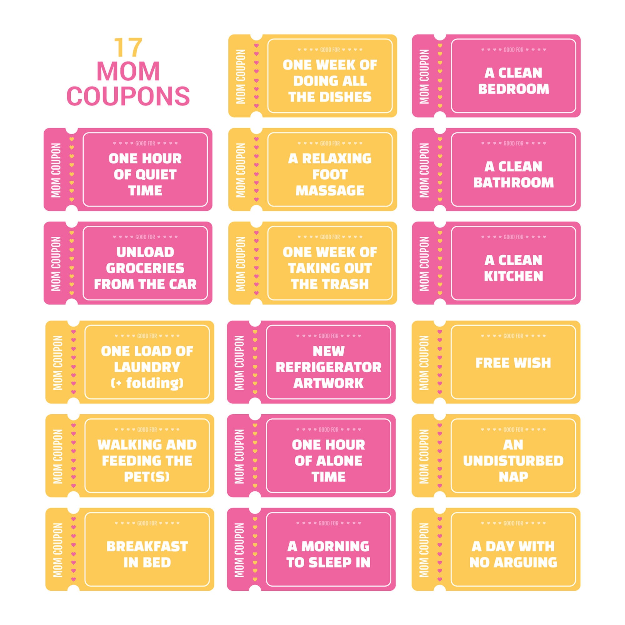 Printable Mom Coupons Mother's Day Coupon Book - Etsy Canada