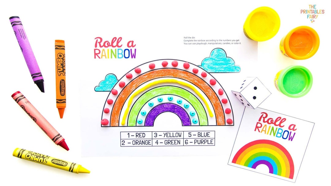Roll a Rainbow Printable Game for Kids Etsy