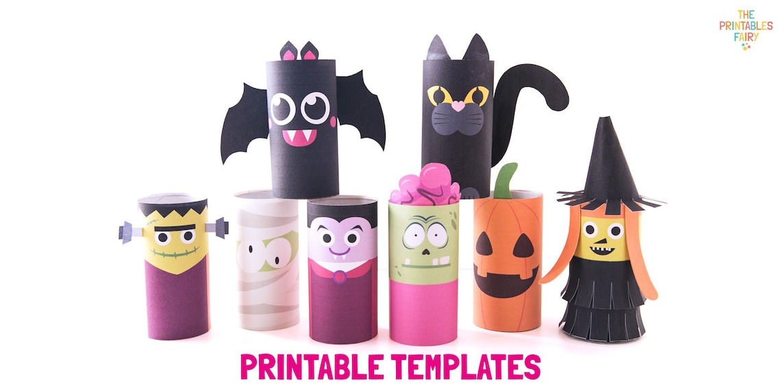 Halloween Toilet Paper Roll Crafts Templates.