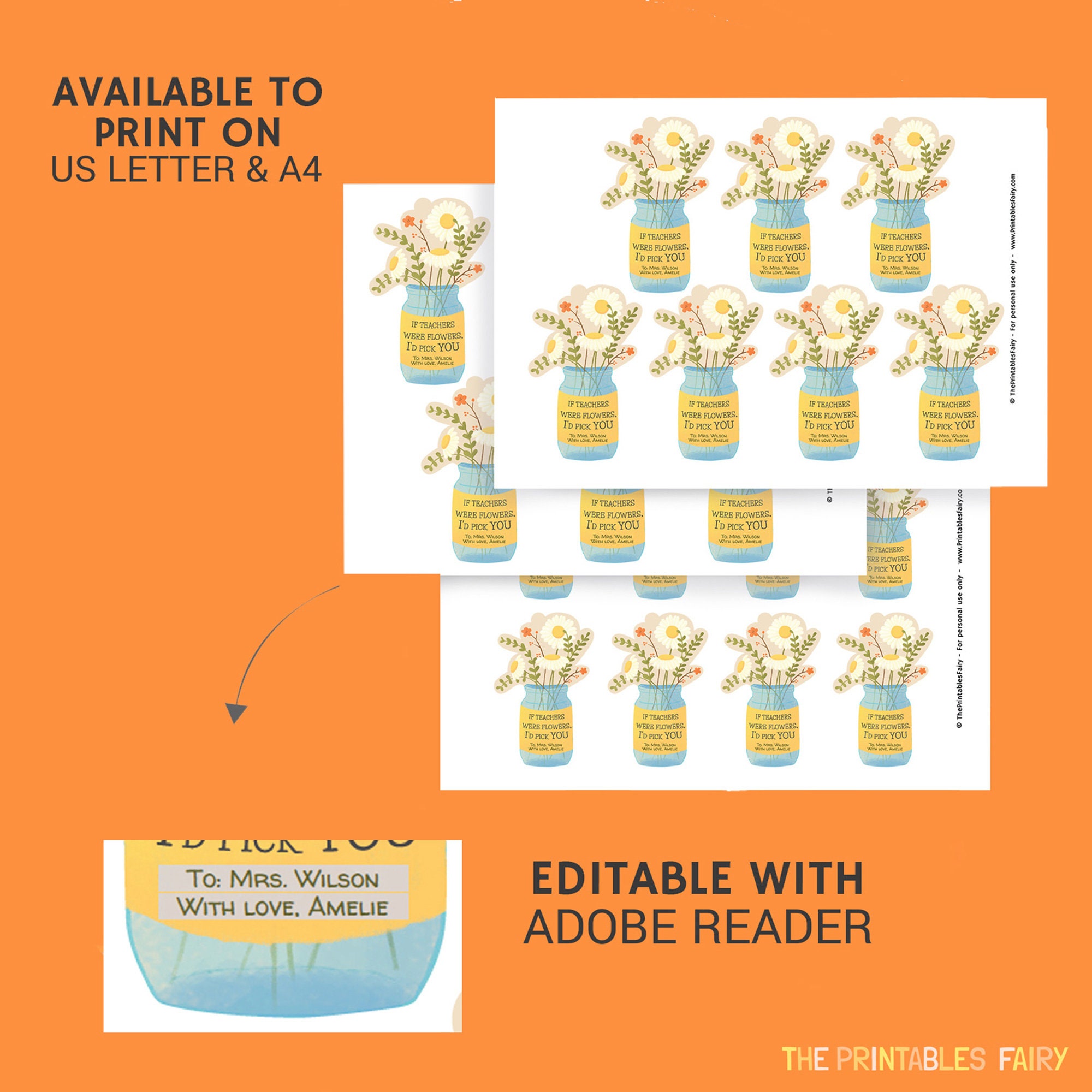 Teacher Appreciation Gift Tags for Flowers. If Teachers Were - Etsy