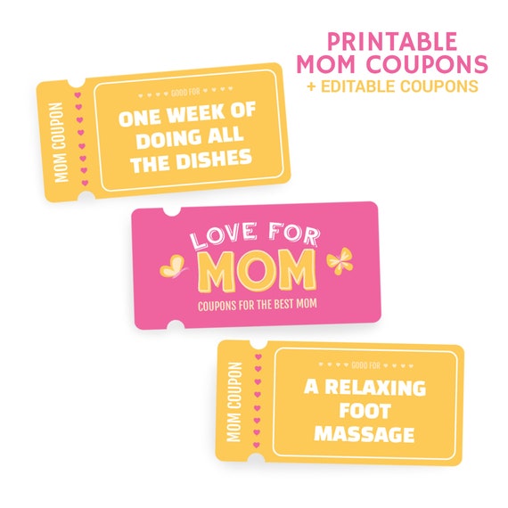 Printable Mom Coupons  Mother's Day Coupon Book