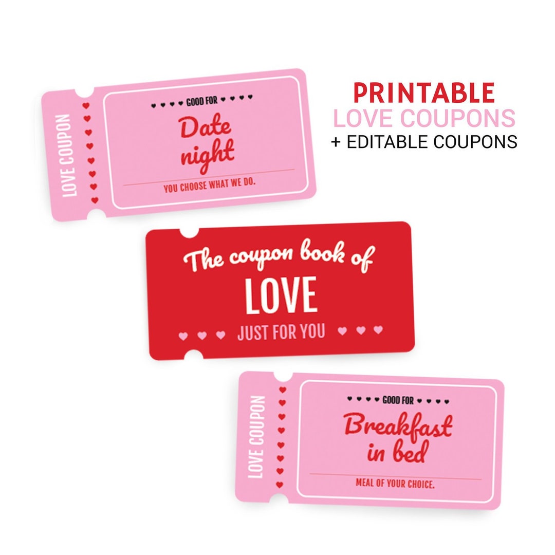 Love Coupon Book. Printable Love Coupons. Anniversary Gift for Him ...