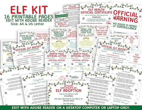 Printable Elf Kit. Editable Welcome & Goodbye Letters. Elf