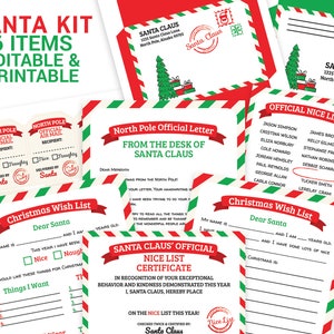 Printable Christmas Wish List for Kids + Letter from Santa. Instant Download.