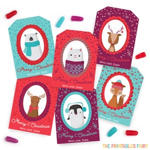 Woodland Christmas Gift Tags. Editable and Printable Christmas Tags.
