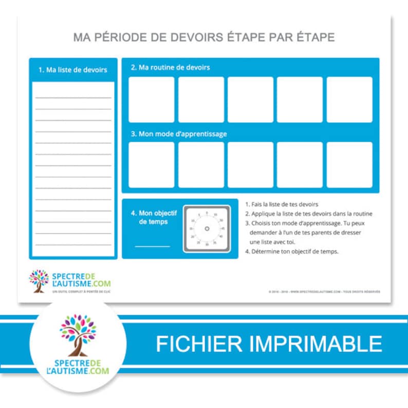 Tableau/Routine Ma période de devoirs étape par étape image 3