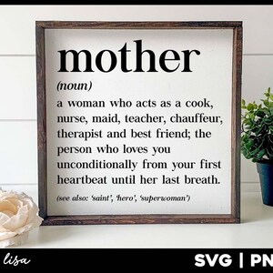 Mutter Definition SVG, Muttertagssvg, Momlife svg, Mom svg Datei für cricuit silhouette