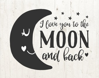Moon And Back Svg Etsy