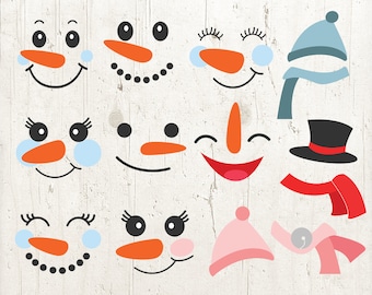 Snowman Face png, Snowman SVG Bundle: Cute Kids Christmas png Clipart (Digital Download)