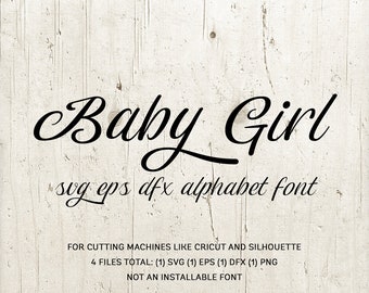 SVG-lettertype babymeisje: cursief schrift voor Cricut, silhouet (digitale download)